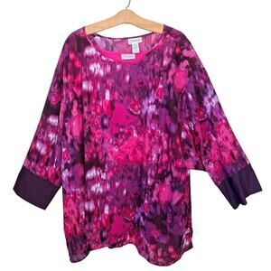 Added Dimensions Catherines Pink Purple Tunic Blouse & Tank Set Women Size 3X